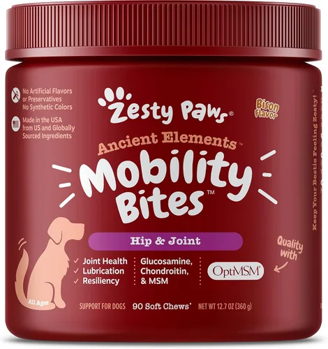 Vista 20 de Zesty Paws Cadera y articulación para perros, glucosamina para perros Suplemento de cadera y articulaciones con condroitina, MSM, vitaminas C y E