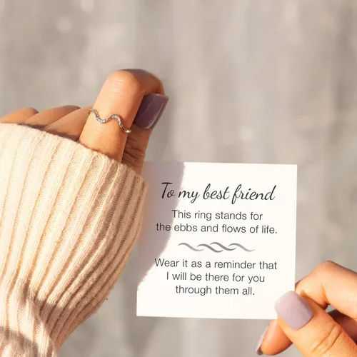 Vista 2 de STORYJEWELLERY Friendship Wave Ring, Best Friend Rings, Silver Ocean Wave Ring for Women, Best Friend Birthday Gifts for Women, Friendship Gifts for