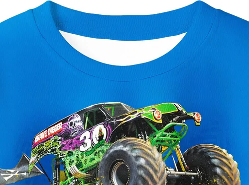 Vista 3 de ANAVAE Disfraz de camión y coches para niños pequeños, 2 piezas, diseño de máquina de dibujos animados, camiseta corta y pantalones, conjunto