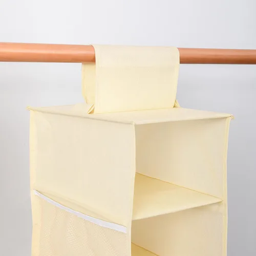 Vista 7 de Berdeng Organizador colgante de zapatos para armario con bolsillos de malla lateral, estantes para gorras de béisbol, soporte para zapatos y Beige