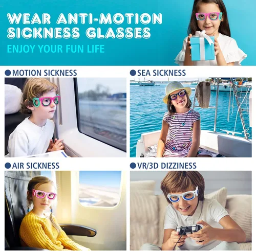 Vista 6 de Hion - Gafas inteligentes anti-mareo para niños (para niños de 3 a 8 años) – Gafas líquidas ultra ligeras y portátiles que alivian las náuseas