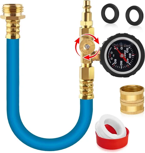 Vista 10 de Kit de invierno para RV mejorado Boltigen, manguera de invierno de 17'' para RV con medidor de presión de aceite y válvula de control, kit