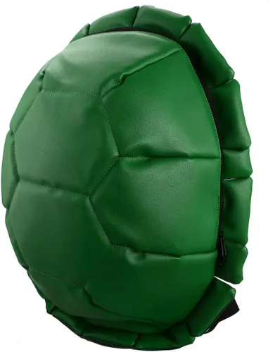 Vista 2 de Bioworld Mochila de concha de tortugas ninja mutantes adolescentes con máscaras de personajes, Verde