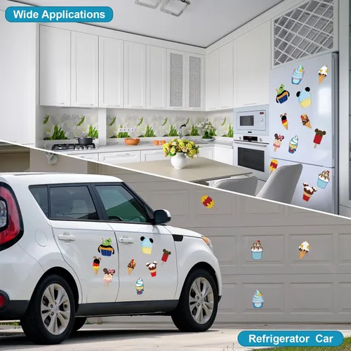 Vista 4 de 12 calcomanías para puerta de crucero de ratón, para nevera, refrigerador, lindo imán de helado para puerta de automóvil, nevera, pizarras blancas