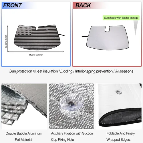 Vista 6 de Parasol para parabrisas para Chevrolet Corvette C6 2005-2013, parasol para ventana delantera, visera solar reflectante plegable, cubierta protectora