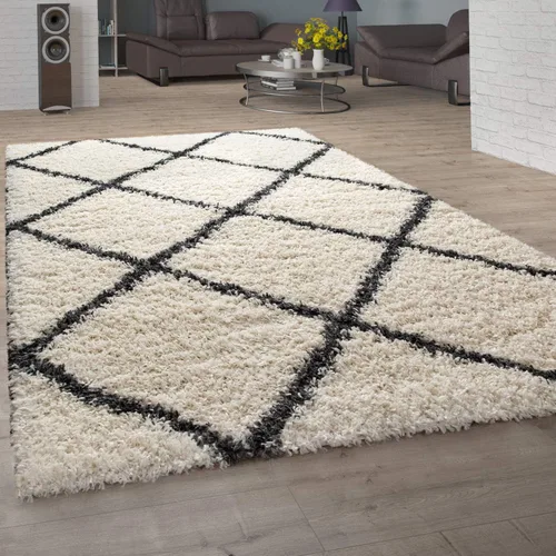 Vista 4 de Paco Home Alfombra bohemia en antracita con patrón de diamante moderno, diseño escandinavo, tamaño: 2 x 3 pies 3 pulgadas