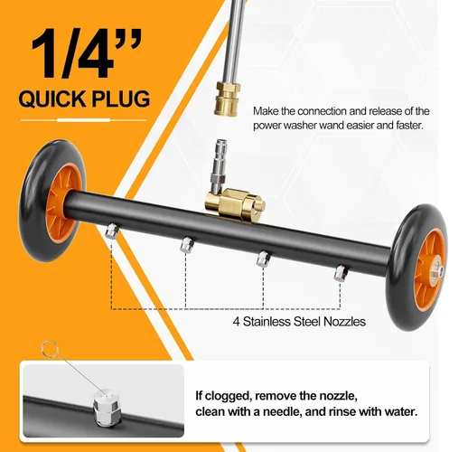 Vista 6 de SPECILITE Accesorio de lavadora a presión del tren de rodaje de 16 pulgadas para agua fría y caliente máx. 212 ℉, escoba de agua con 3 varitas