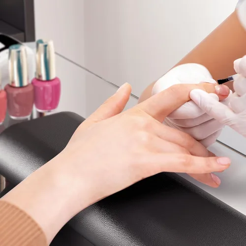 Vista 9 de Mesa de manicura con parte superior de vidrio para tecnología de uñas, estación de escritorio resistente a acetona con cajones de almacenamiento