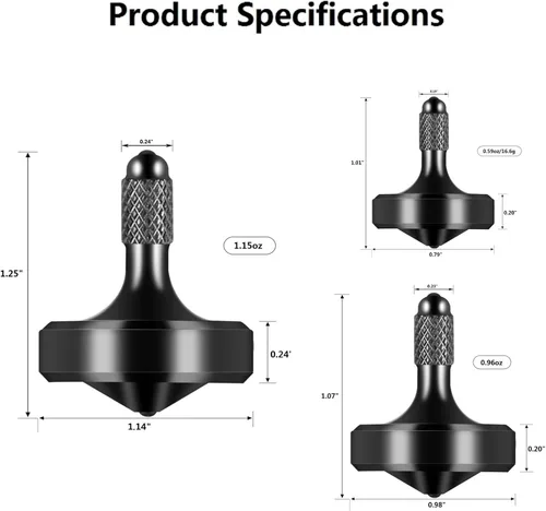 Vista 2 de Exquisita parte superior giratoria de metal, juguete para ansiedad de acero inoxidable muy bien mecanizado, equilibrio perfecto durante más de 9