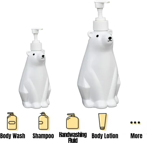 Vista 4 de Lindo dispensador, dispensador divertido, dispensador de mano, dispensador de botellas con bomba en forma de oso, botella dispensadora linda botella
