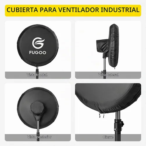 Vista 4 de Cubierta de ventilador de exterior impermeable resistente para ventiladores de pedestal y montaje en pared de 30 pulgadas, color negro