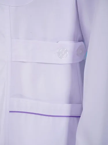 Vista 6 de Lorilida Vestido de manga larga con botones frontales para hospital, enfermera, médico, vestido de uniforme de laboratorio