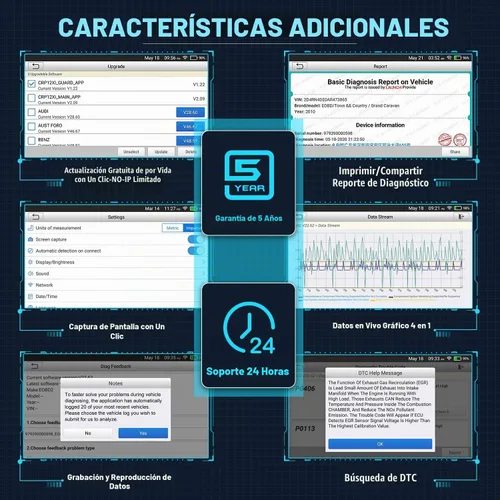 Vista 5 de LAUNCH - Escáner OBD2 CRP123i Lector de código, transmisión del motor SRS ABS herramienta de escaneo automotriz, I/M evaluación de preparación smog
