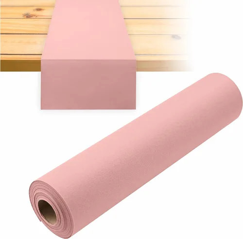 Vista 3 de Camino de mesa desechable para mesa de comedor, 16 pulgadas, paquete de 20 caminos de mesa de papel rosa similar al lino para fiestas, bodas