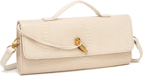 Vista 3 de Bolso de mano de cuero de moda para mujer, bolso de mano cruzado con estampado de cocodrilo