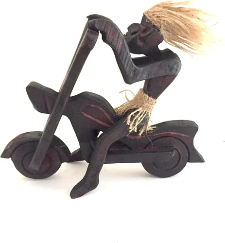 Vista 3 de OMA Estatua primitiva de Tiki Man tocando tambores Tiki Bar Estatua tribal Decoración del hogar, marca única, federal (TM)