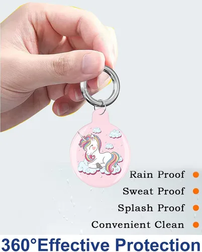 Vista 6 de ANDRIU Funda compatible con Air Tag, funda protectora con llavero de bucle, resistente a los arañazos para cartera, equipaje, perro, mascotas