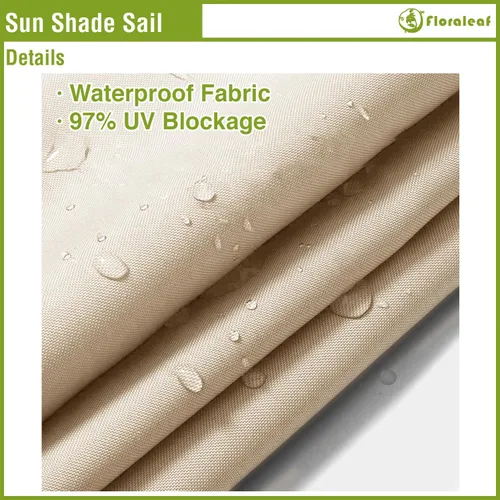 Vista 3 de Toldo de sol de 5 x 5 pies, toldo rectangular impermeable con protección UV para patio, césped, jardín, patio trasero, beige
