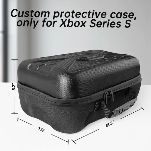 Vista 6 de GOTRUTH Funda de viaje compatible con Xbox Series S, funda rígida de transporte de la serie S con compartimentos protectores de espuma para consola