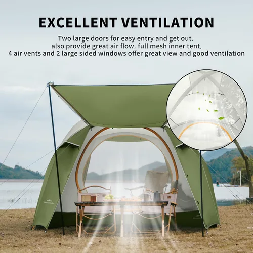 Vista 6 de Naturehike KOTA Tienda de campaña para 4/6/8 personas, tienda de campaña impermeable de doble capa para 4 personas, 6 personas, 8 personas
