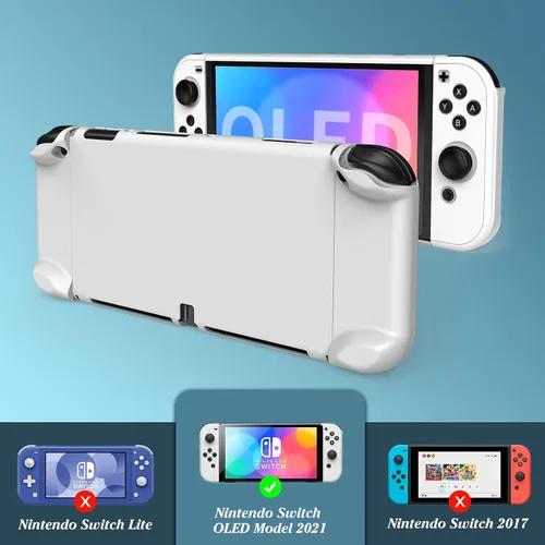 Vista 2 de HSTOP Funda acoplable para Nintendo Switch OLED 2021, funda protectora de PC para Switch OLED con cómoda funda de agarre Joy-Con y 6 tapas