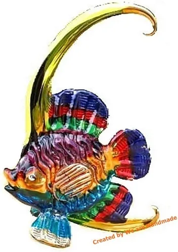 Vista 9 de Mini figuras de pez estandarte de cristal hecho a mano de 3 pulgadas, arte de vidrio soplado, animales oceánicos en miniatura/figuras