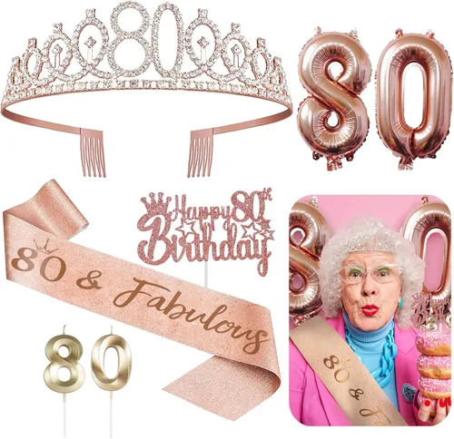 Vista 12 de Decoraciones de cumpleaños de 3 para ella – 5 regalos que incluyen corona de tercera tiara, banda, decoración de pasteles, globos, velas
