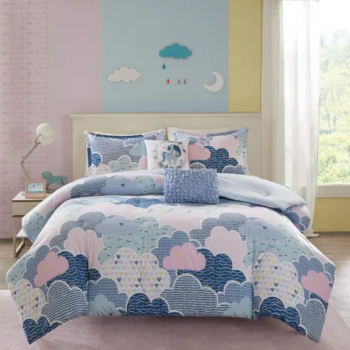Vista 4 de Intelligent Design Edredón para niños, vibrante, divertido y juguetón con estampado de unicornio alternativo para todas las estaciones, juego