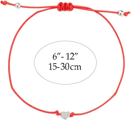 Vista 2 de Pulsera de cuerda hecho a mano para mujeres, hombres, niñas o niños, diseño simple y ajustable, negro o rojo, joyería minimalista con dije