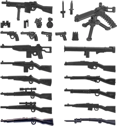 Vista 10 de Paquete de armas militares, bloques de construcción para figuras de soldado, kit de equipo del ejército, piezas y accesorios de piezas compatibles