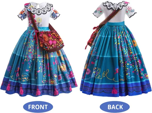 Vista 5 de KAIFUYING Mirabel Encanto Costume Dress For Girls Halloween Birthday Party Outfit Cosplay Dress for Kids with Accessories