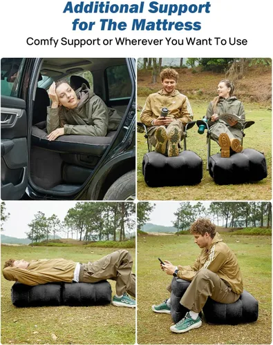Vista 2 de JOYTUTUS Colchón de aire para SUV, cama de campamento 3.0 engrosada para automóvil, camping, colchón inflable, antifugas, con 2 almohadas y bomba