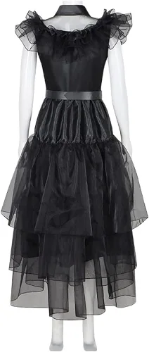 Vista 4 de IDOTTA Girls Wednesday Addams Costumes Dress For Kids Family Halloween Princess Cosplay Party Outfit Addams Costumes