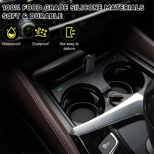 Vista 5 de Ohleats 2 unidades de posavasos para tazas de coche, 2.75 pulgadas de silicona antideslizante, portavasos para automóvil, universal, con ranura