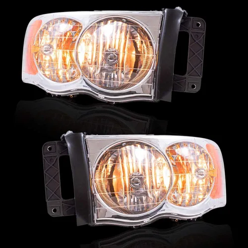Vista 2 de Brock Conjunto de faros halógenos de repuesto para el lado del conductor y el pasajero, compatibles con Dodge Ram 1500 2002-2005