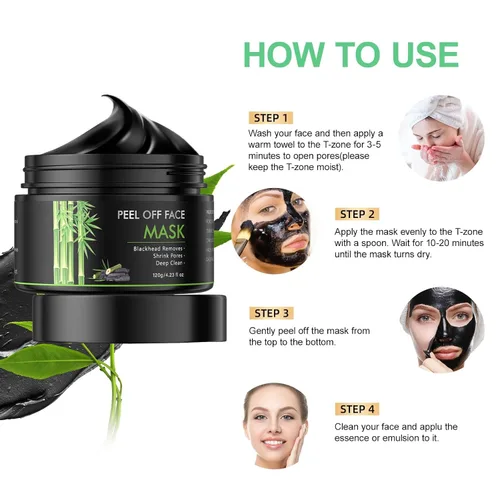 Vista 6 de Mascarilla removedor de puntos negros, mascarilla facial de carbón para limpieza profunda para cara, nariz, poros y acné, para todo