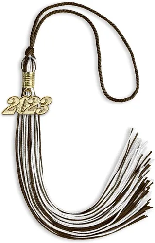 Vista 305 de Endea Graduation - Borla de doble color mixto con fecha dorada (negro/dorado antiguo, 2021)