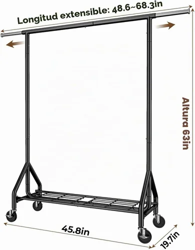 Vista 8 de HYSEYY - Perchero para ropa de gran capacidad de 450 LBS, perchero de metal para ropa, perchero rodante de pie para colgar ropa con ruedas