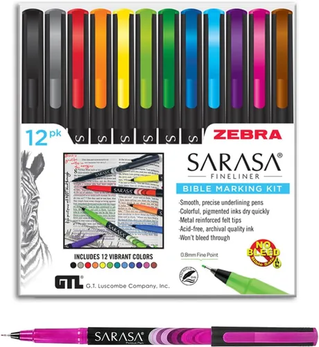 Vista 3 de Zebra Sarasa - Kit de marcado bíblico (12 unidades)