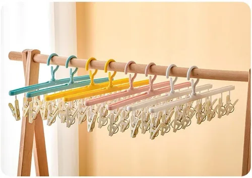 Vista 5 de gofidin Paquete de 2 soportes para calcetines de secado a prueba de viento, multiclip, para dormitorio, colgar ropa, ropa interior, calcetines