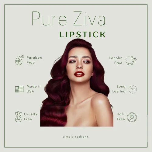 Vista 6 de Pure Ziva Lápiz labial deslumbrante color albaricoque, rosa melocotón deslumbrante, rosa melocotón deslumbrante, color carne. Color labial
