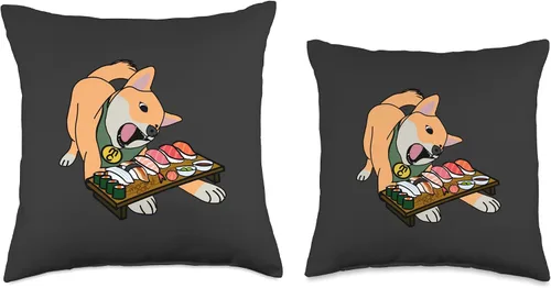 Vista 3 de jovy fits Kinako Eating - Almohada de sushi, 16 x 16 pulgadas, multicolor