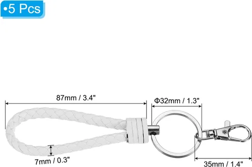 Vista 2 de PATIKIL Llaveros de pulsera, llavero con correa de mano para llaves, Blanco