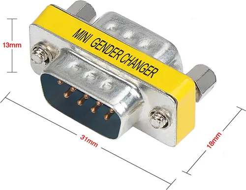 Vista 2 de 9 pines RS-232 DB9 macho a macho, hembra a hembra, adaptador de acoplador de cambiador de género (10 unidades, DB9 macho a macho)