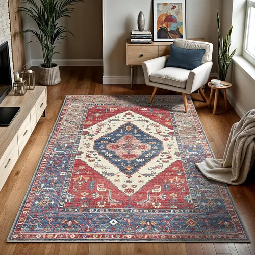 Vista 31 de GLN Rugs Bohemian - Troy - Alfombra de felpilla lavable a máquina, bohemio, lavable, antideslizante, alfombra de área de felpilla de pelo bajo