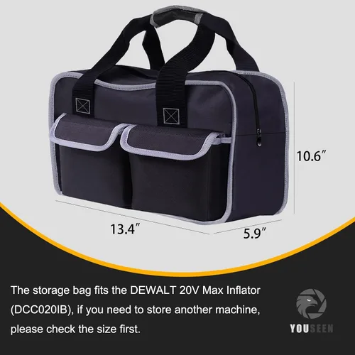 Vista 5 de Bolsa de almacenamiento del compresor de aire, inflador de neumáticos de coche para DEWALT DCC020IB 20V Max