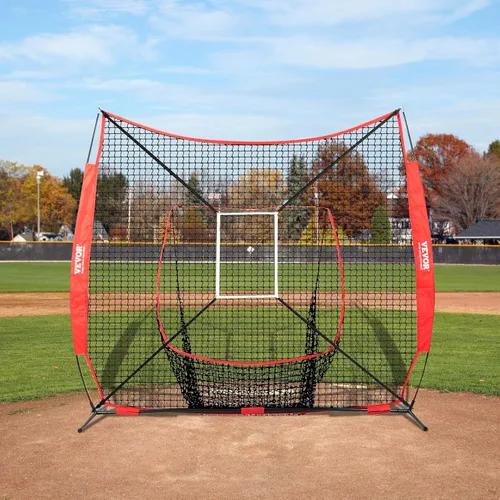 Vista 9 de VEVOR - Red de práctica de sóftbol, red portátil de entrenamiento de béisbol para batear, batear, atrapar, lanzar, equipo de respaldo con marco