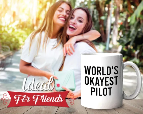 Vista 2 de Bubble Hugs Taza de café piloto - World'S Okayest Pilot - Avión Vuelos Tripulación Capitán Mayordomo Azafata Avión Aeropuerto Ocupación