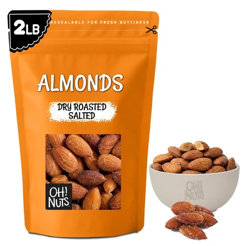Vista 10 de Oh! Nuts Almendras tostadas en seco saladas - 1 libra - Almendras recién tostadas y saladas al horno - Envasadas en bolsa con cierre de cremallera