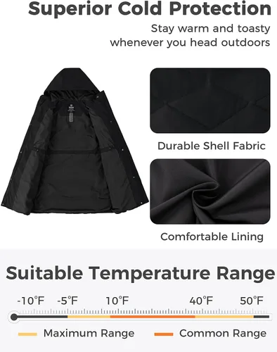 Vista 3 de Wantdo Chaqueta acolchada de invierno para mujer, abrigo hinchado, chaquetas acolchadas abrigadas de invierno